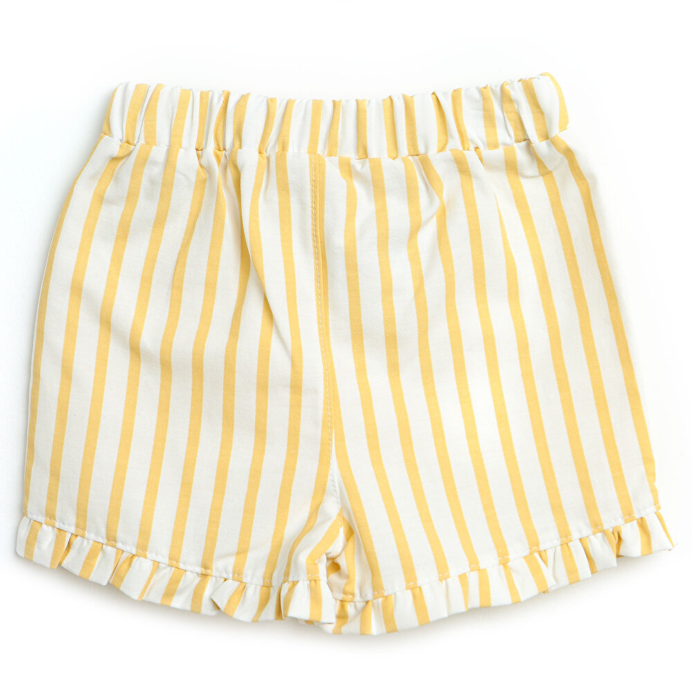 Basic Kız Bebek Sarı Çizgili Bermuda Şort Kız Bebek