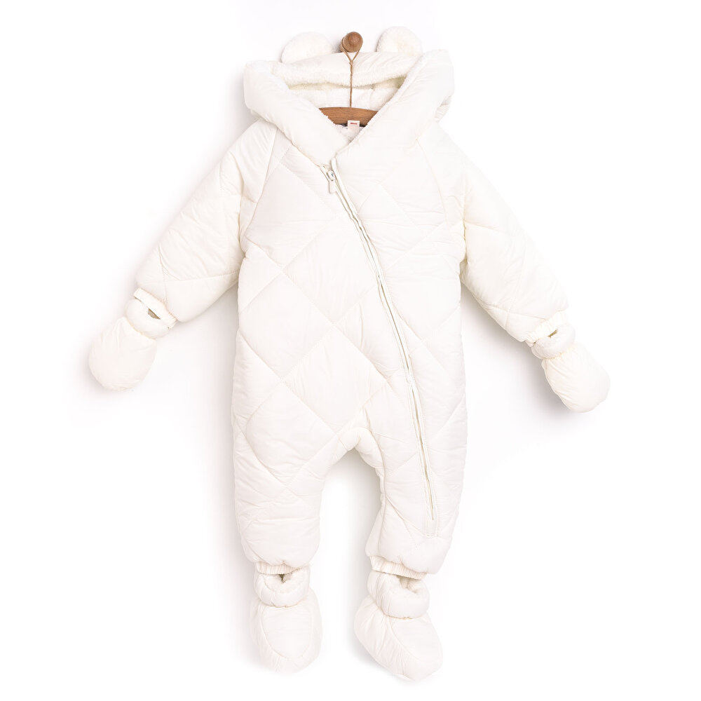 Basic Kız Beyaz Kapitoneli Astronot Tulum Kız Bebek