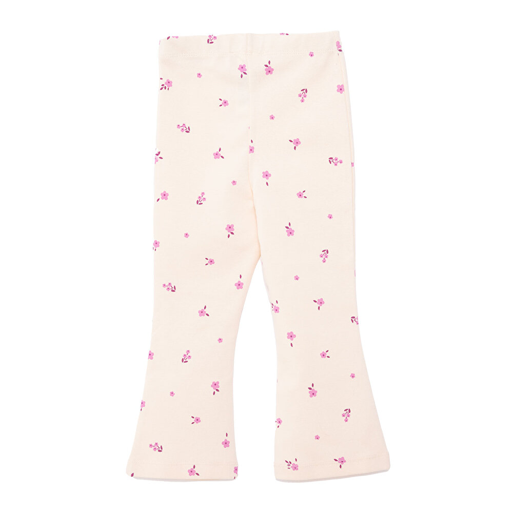 Basic Kız Çiçek Desenli  İspanyol Paça Tayt Kız Bebek