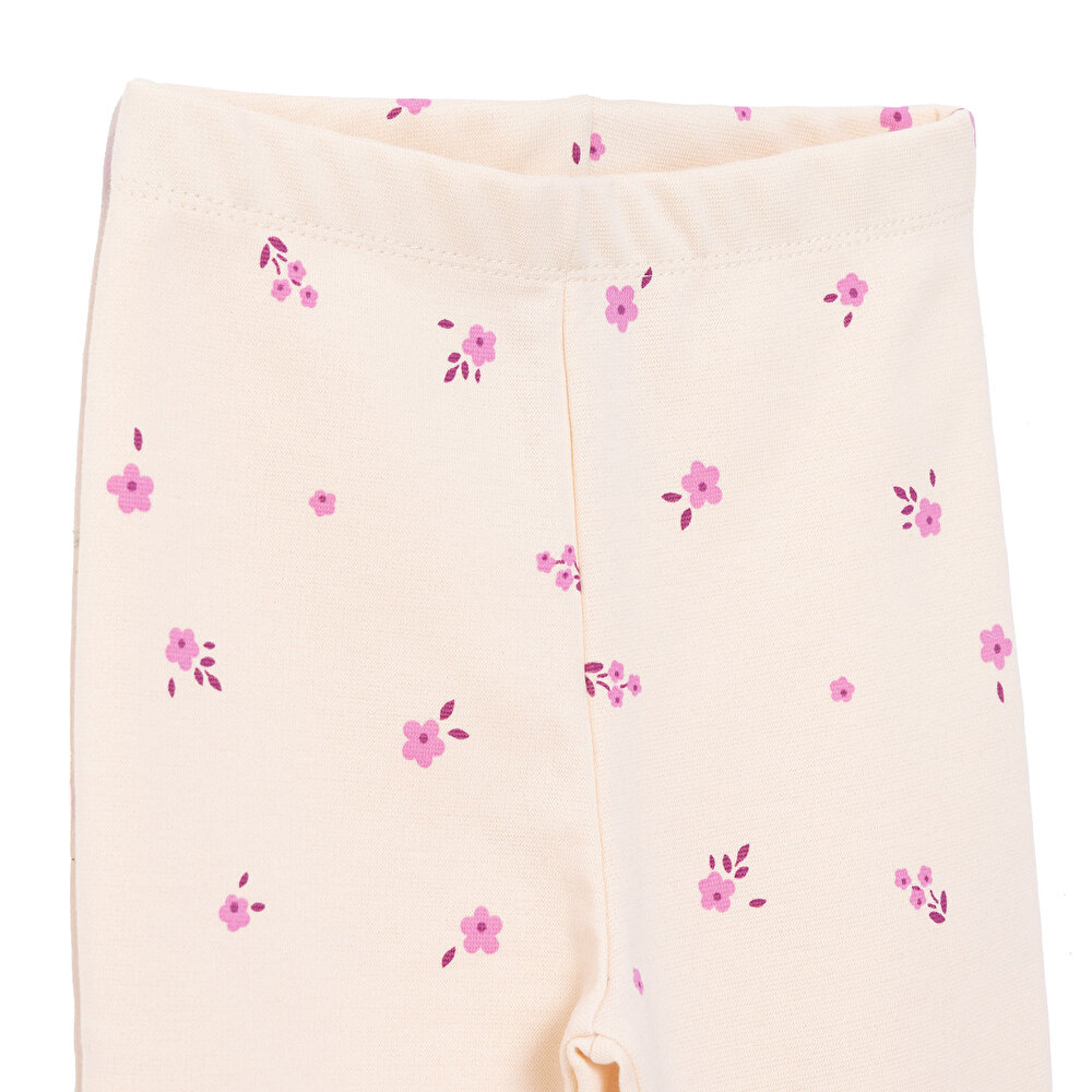 Basic Kız Çiçek Desenli  İspanyol Paça Tayt Kız Bebek