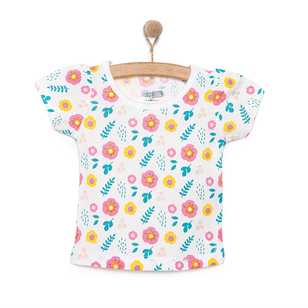 Basic Kız Çiçek Desenli T-Shirt Kız Bebek