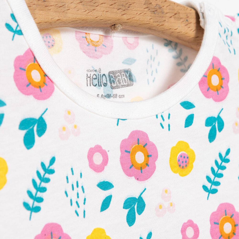 Basic Kız Çiçek Desenli T-Shirt Kız Bebek