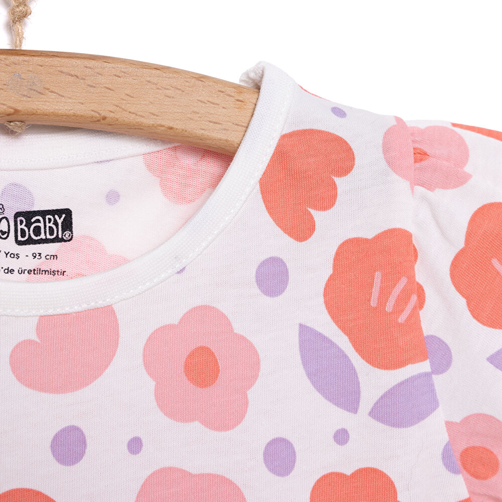 Basic Kız Çiçek Desenli T-Shirt Kız Bebek