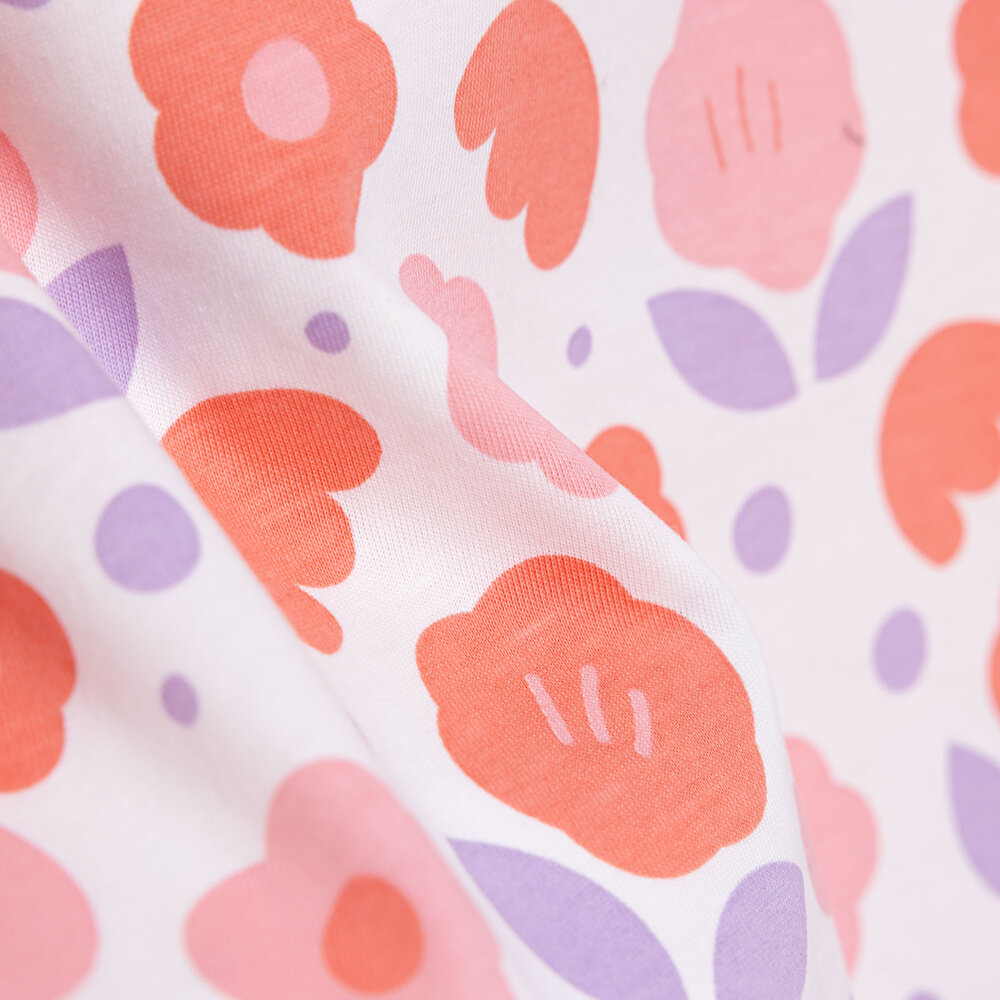 Basic Kız Çiçek Desenli T-Shirt Kız Bebek