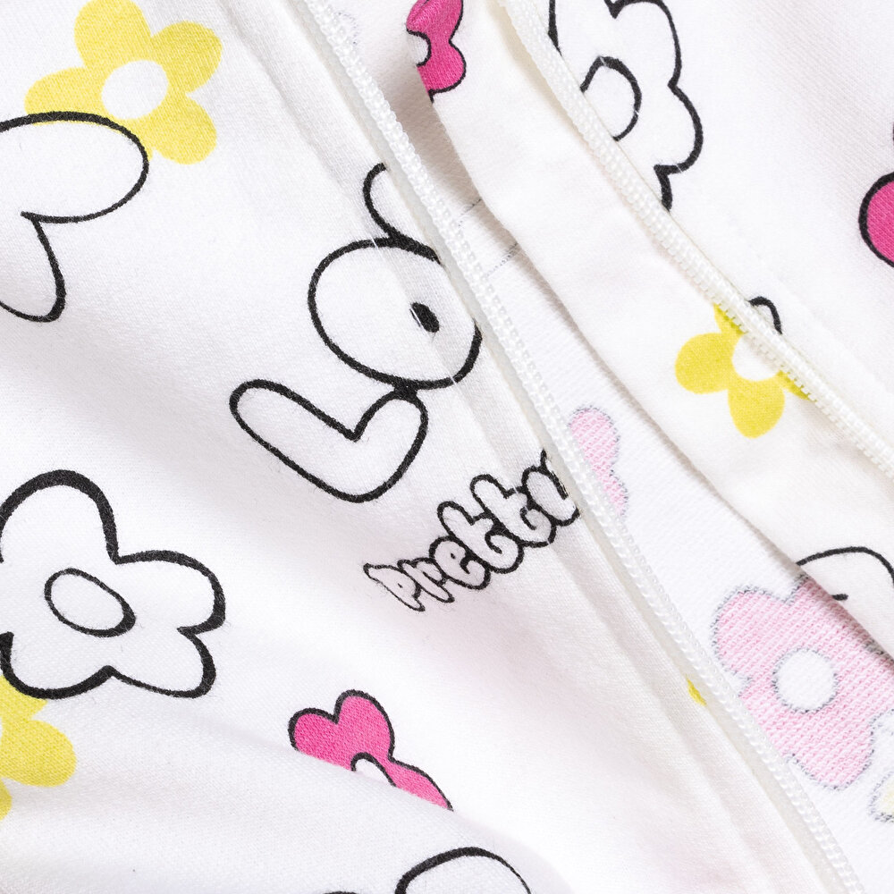 Basic Kız Desenli  Kapüşonlu Hırka Kız Bebek