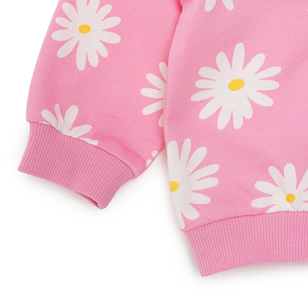 Basic Kız Fermuarlı Papatya Desenli Eşofman Takımı Kız Bebek