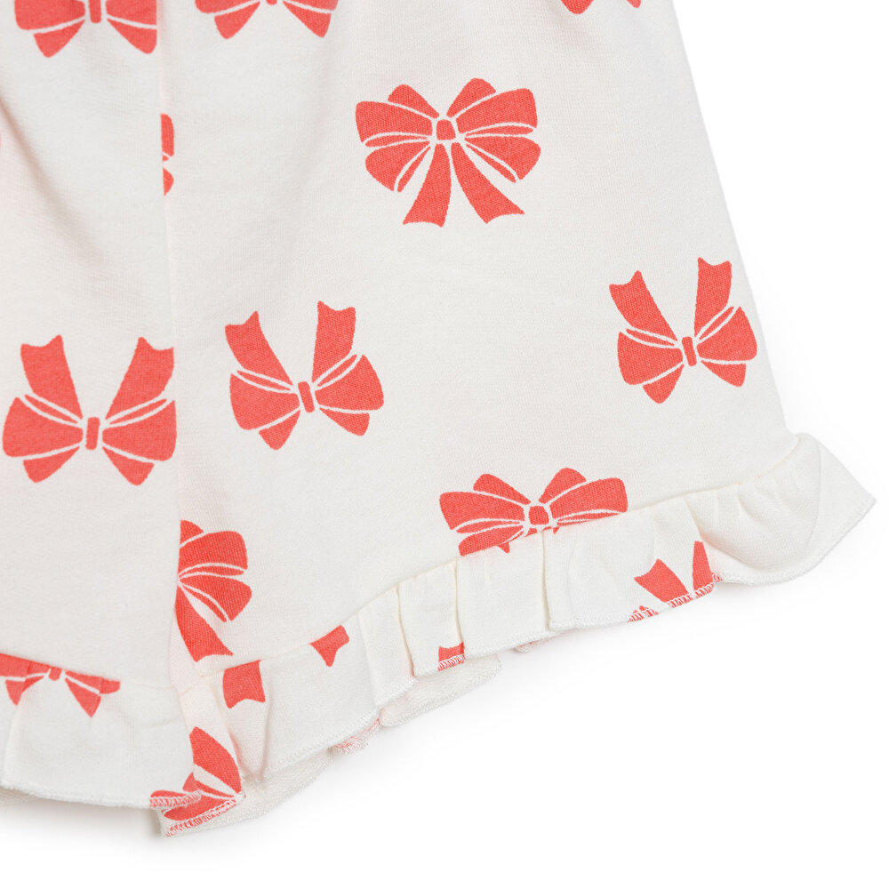 Basic Kız Fiyonk Baskılı Atlet-Şort Kız Bebek