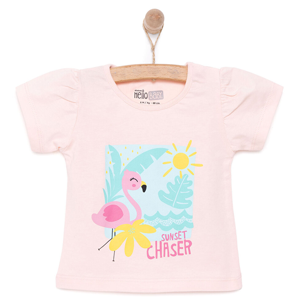 Basic Kız Flamingo Baskılı T-Shirt Kız Bebek