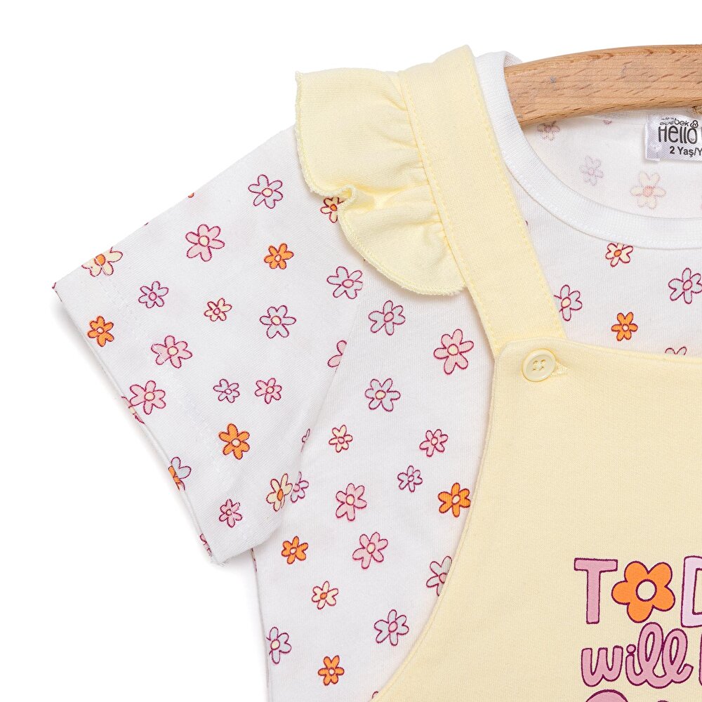 Basic Kız Good Day Baskılı Şort Salopet-Tshirt Kız Bebek
