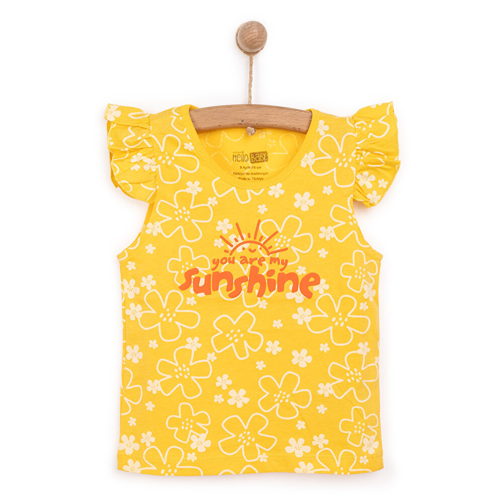 Basic Kız Güneş Işığı Desenli Atlet T-shirt Kız Bebek