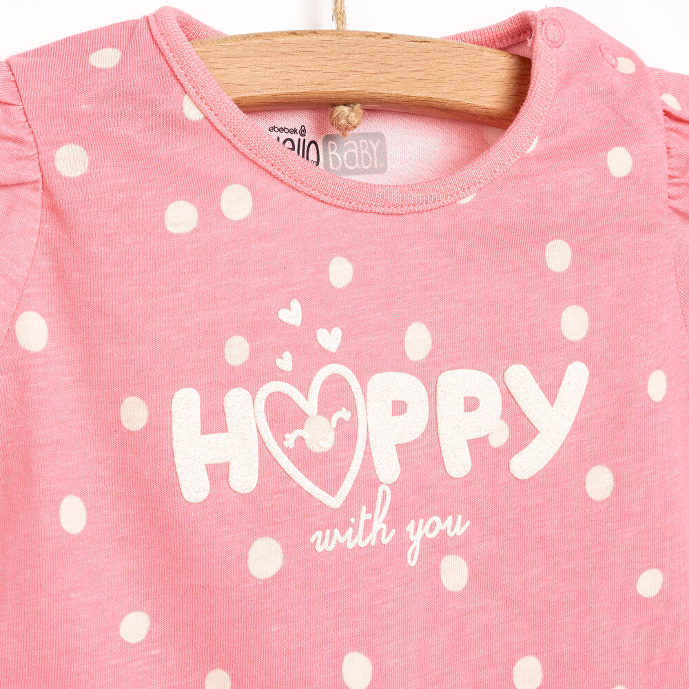 Basic Kız Happy Desenli T-Shirt Kız Bebek