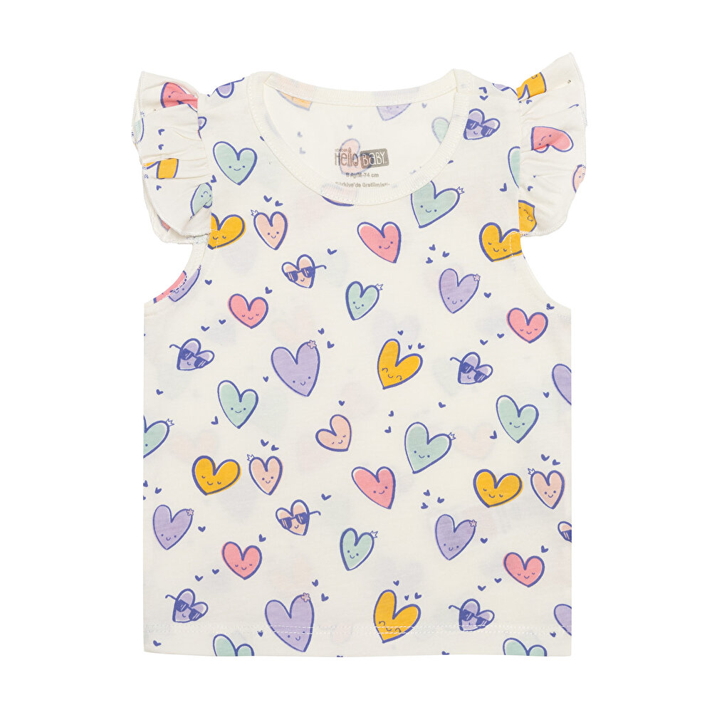 Basic Kız Kalp Desenli Atlet T-shirt Kız Bebek