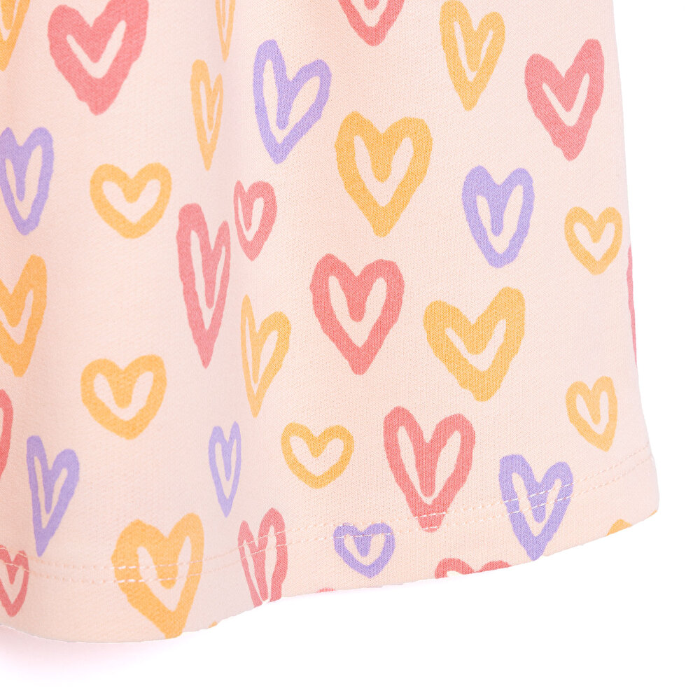 Basic Kız Kalp Desenli Fırfırlı Elbise Kız Bebek