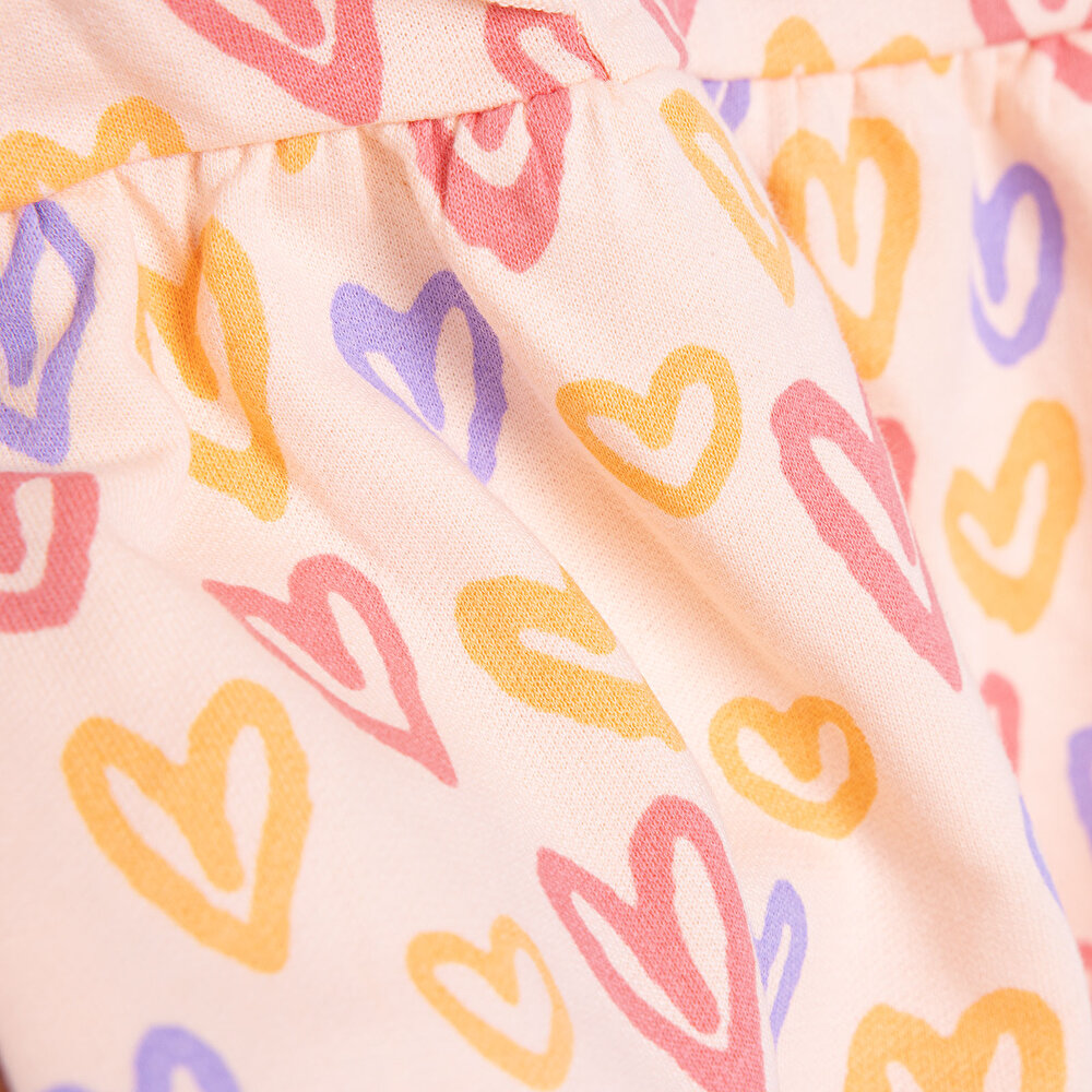 Basic Kız Kalp Desenli Fırfırlı Elbise Kız Bebek