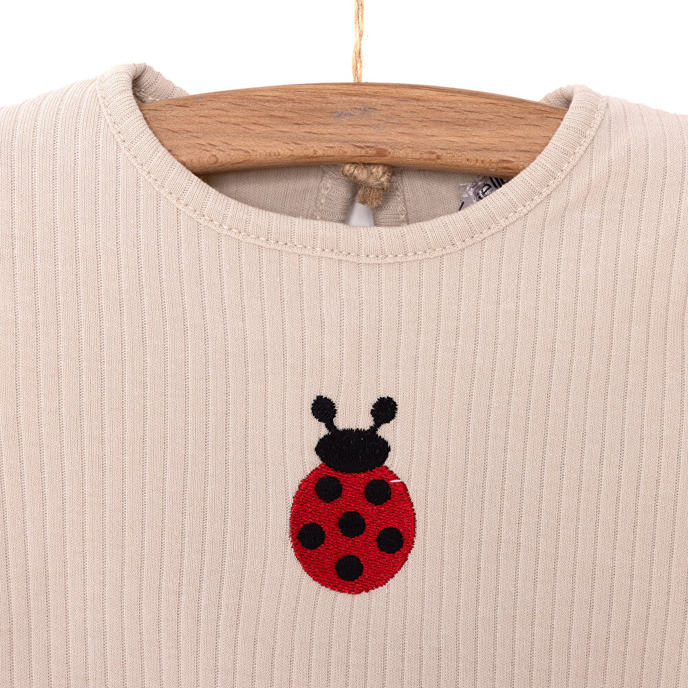 Kız Bebek Bluz Tayt Set Kaşkorse Düğmeli Bisiklet Yaka Uzun Kol