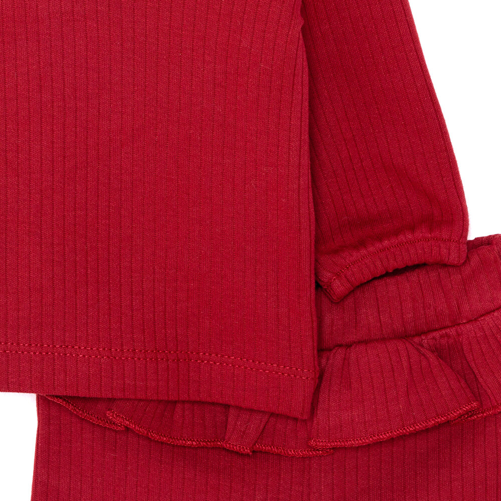 Kız Bebek Bluz Tayt Set Kaşkorse Düğmeli Bisiklet Yaka Uzun Kol