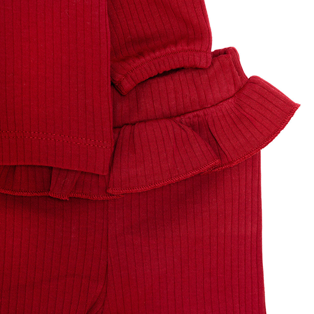 Kız Bebek Bluz Tayt Set Kaşkorse Düğmeli Bisiklet Yaka Uzun Kol