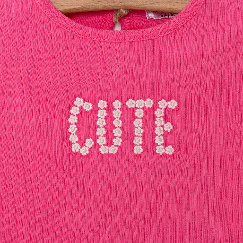 Kız Bebek Bluz Tayt Set Kaşkorse Düğmeli Bisiklet Yaka Uzun Kol