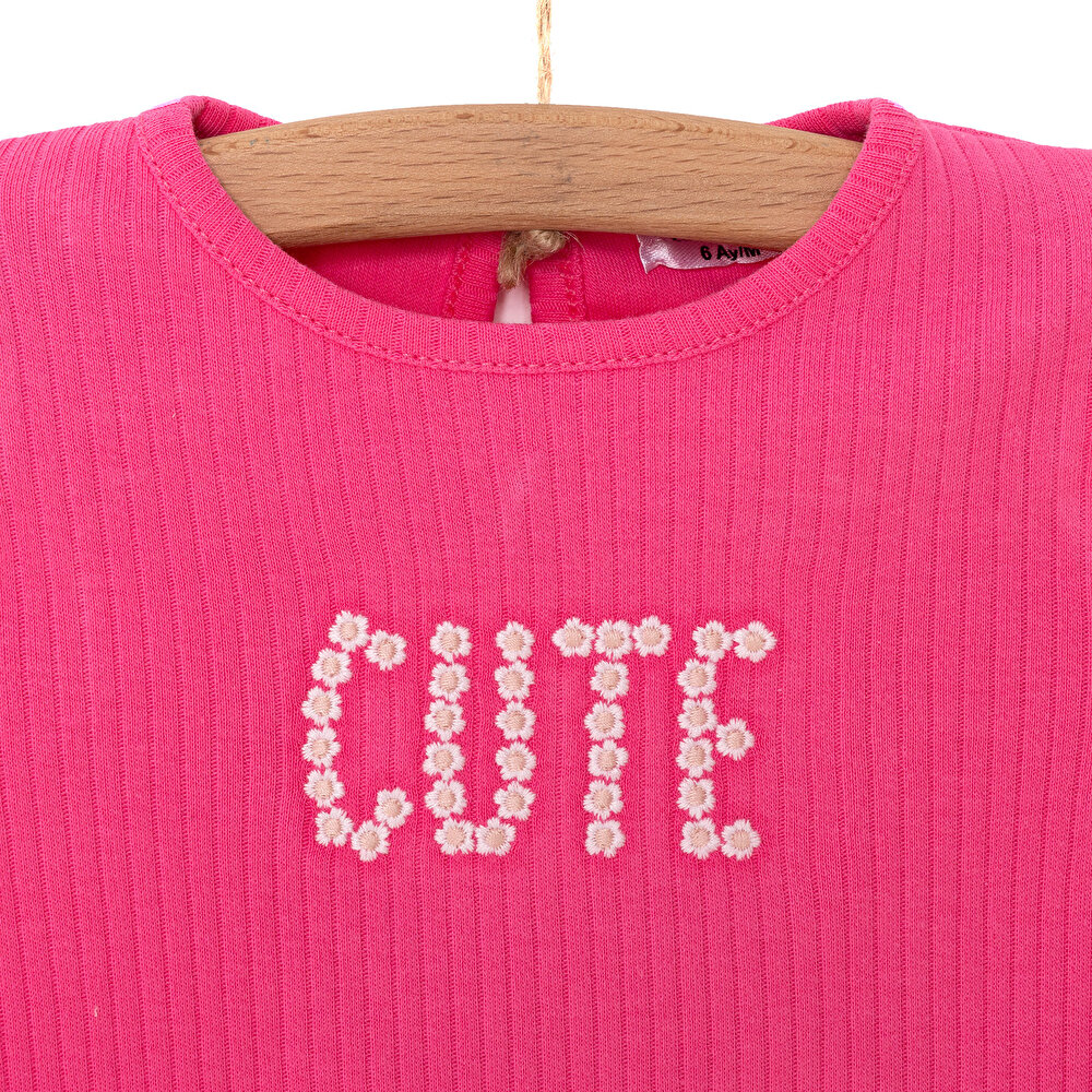 Kız Bebek Bluz Tayt Set Kaşkorse Düğmeli Bisiklet Yaka Uzun Kol