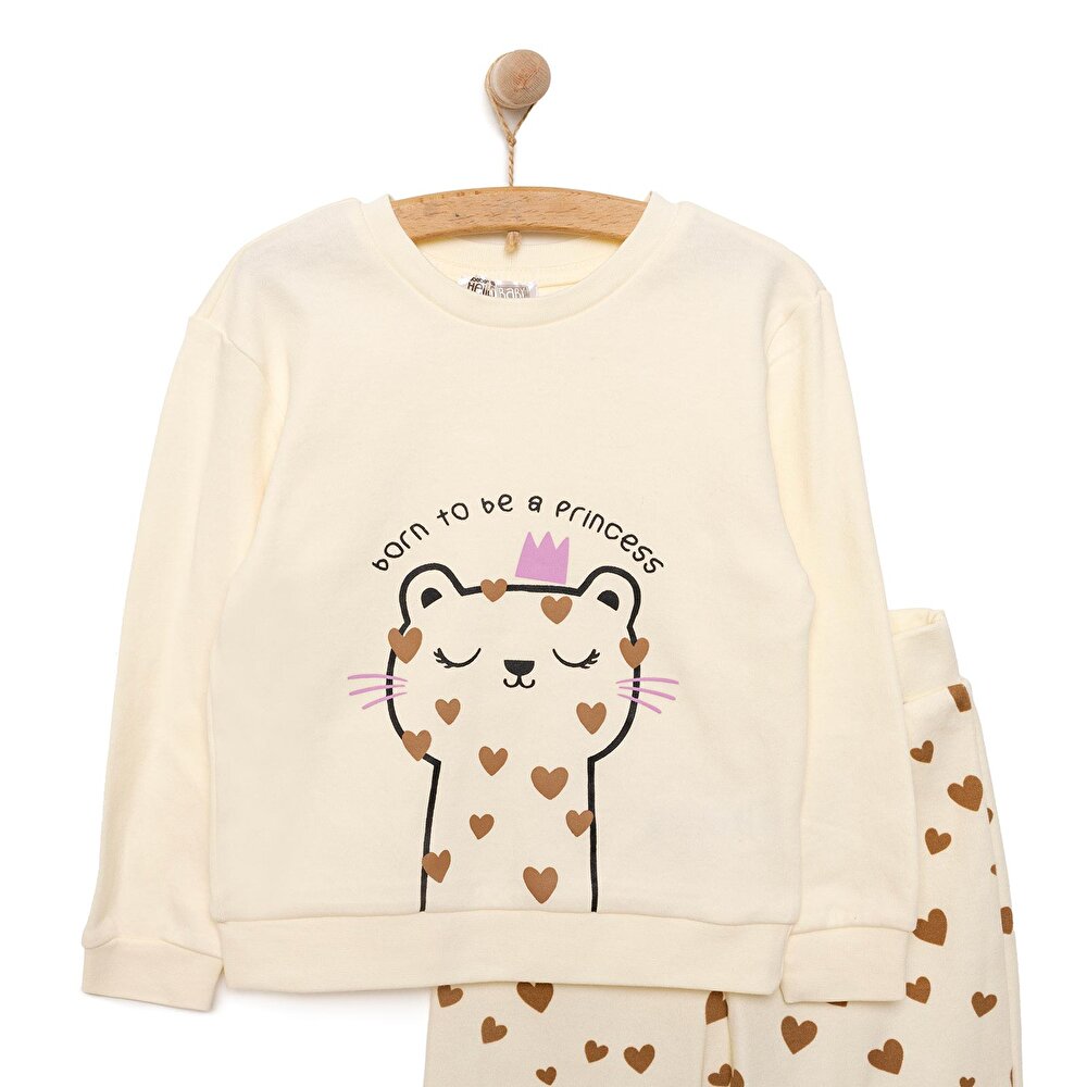 Basic Kız Kedi Baskılı Eşofman Takımı Kız Bebek