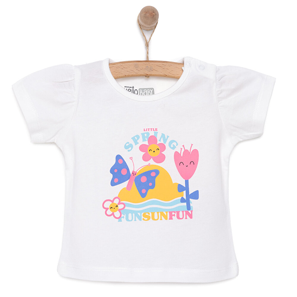 Basic Kız Kelebek Baskılı T-Shirt Kız Bebek
