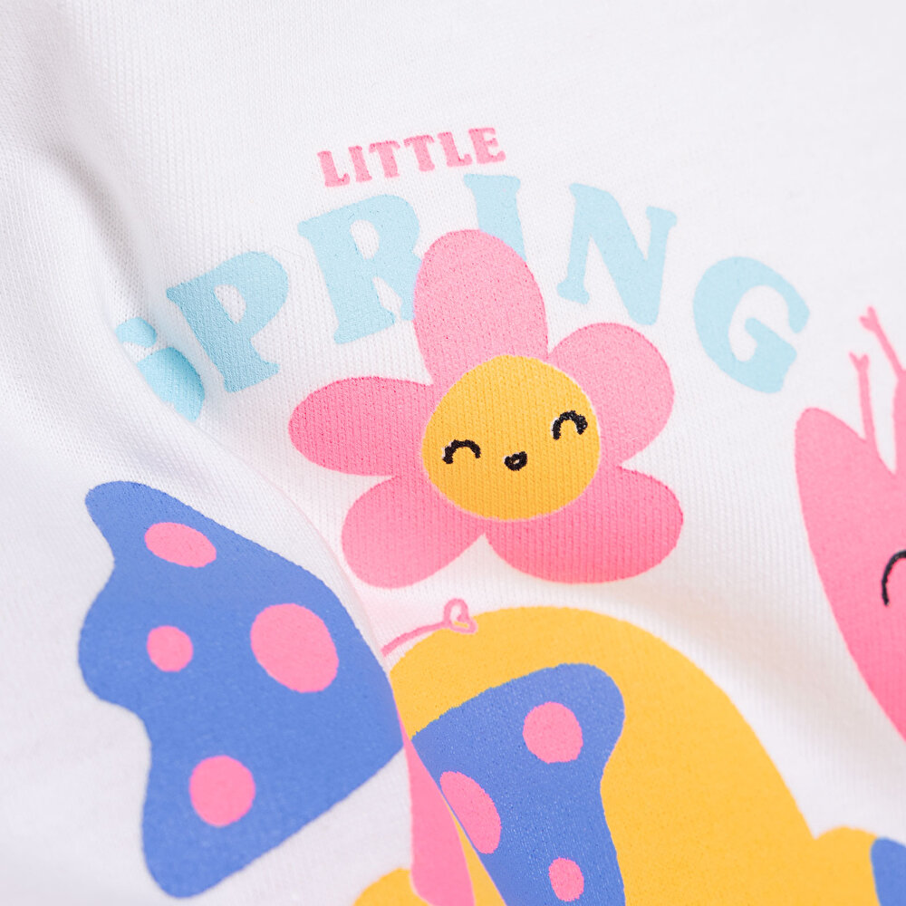 Basic Kız Kelebek Baskılı T-Shirt Kız Bebek