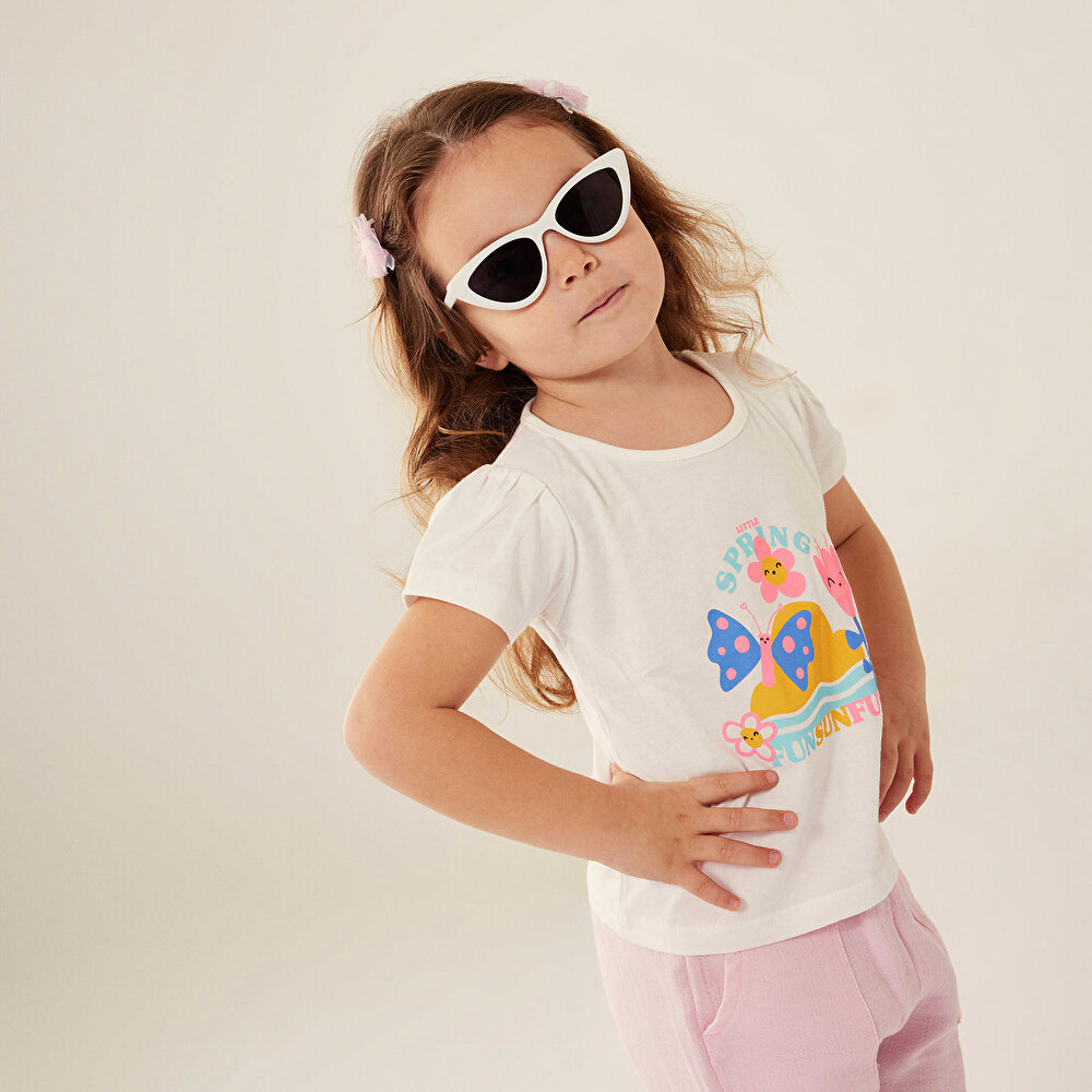 Basic Kız Kelebek Baskılı T-Shirt Kız Bebek