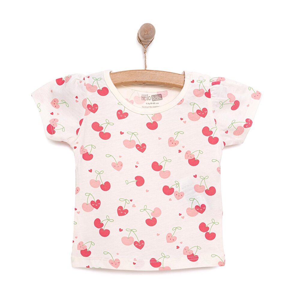 Basic Kız Kiraz Desenli T-Shirt Kız Bebek
