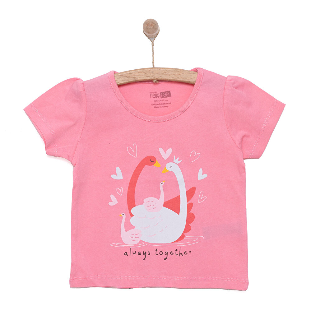 Basic Kız Kuğu Baskılı T-Shirt Kız Bebek