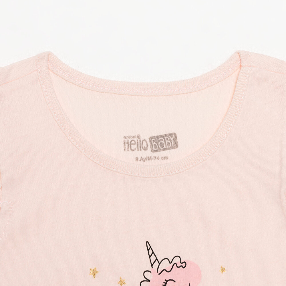 Basic Kız Melek Unicorn Baskılı Atlet T-shirt Kız Bebek