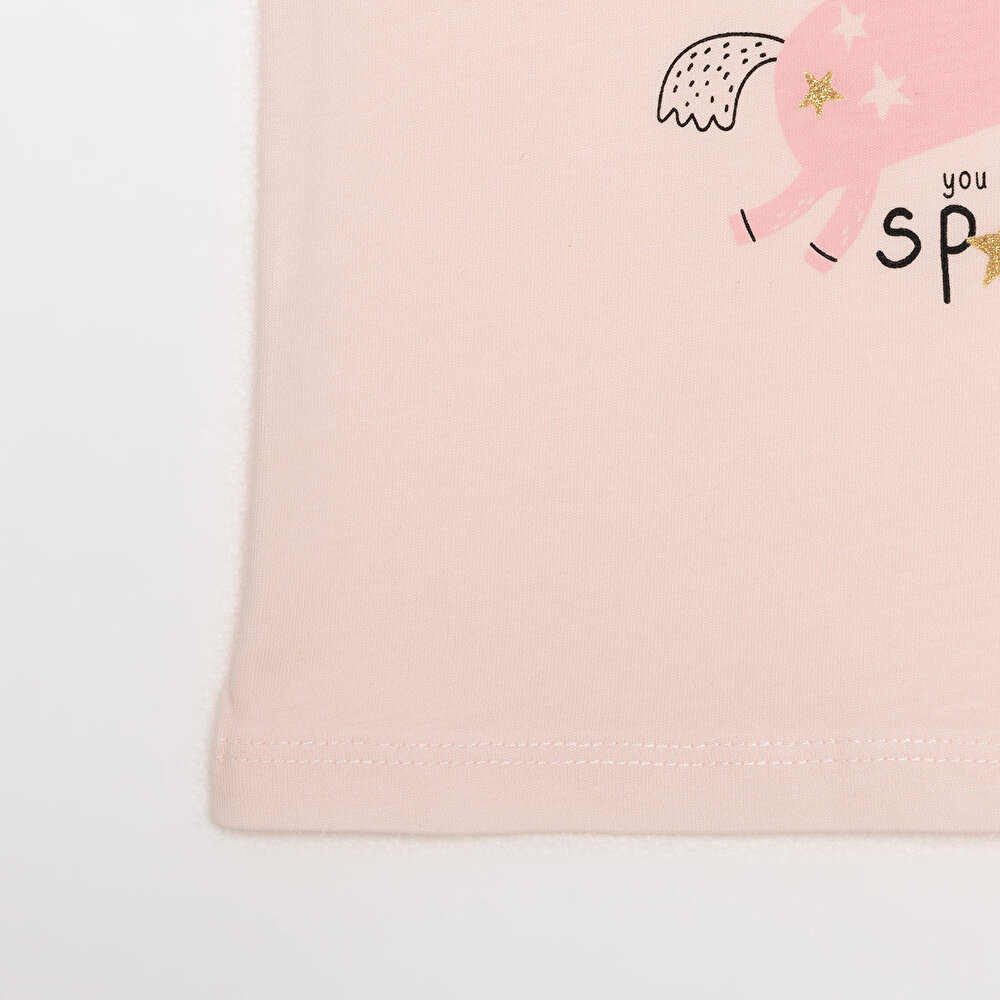 Basic Kız Melek Unicorn Baskılı Atlet T-shirt Kız Bebek