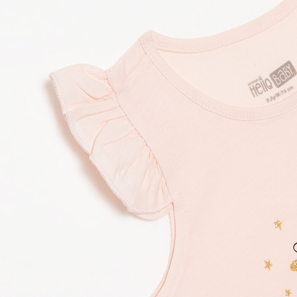 Basic Kız Melek Unicorn Baskılı Atlet T-shirt Kız Bebek