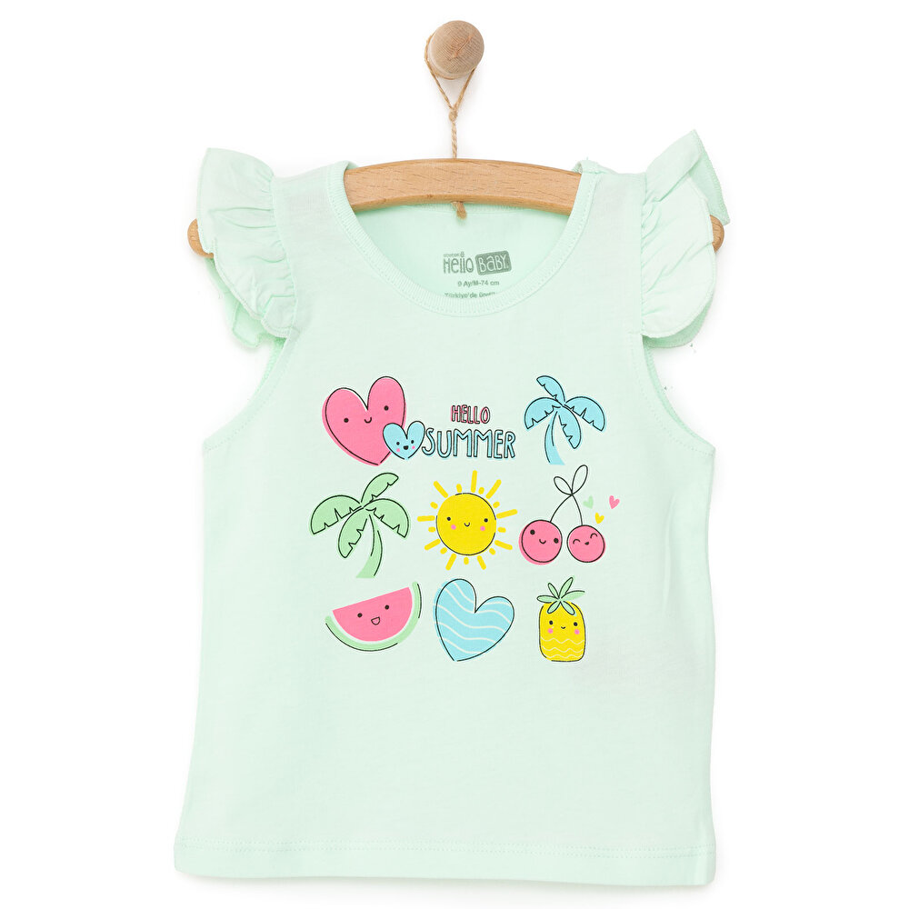 Basic Kız Meyve Baskılı Atlet T-shirt Kız Bebek