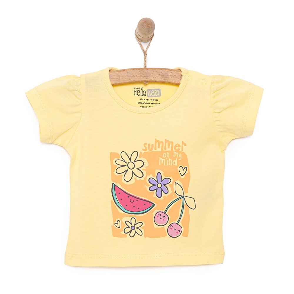 Basic Kız Meyve Baskılı T-Shirt Kız Bebek
