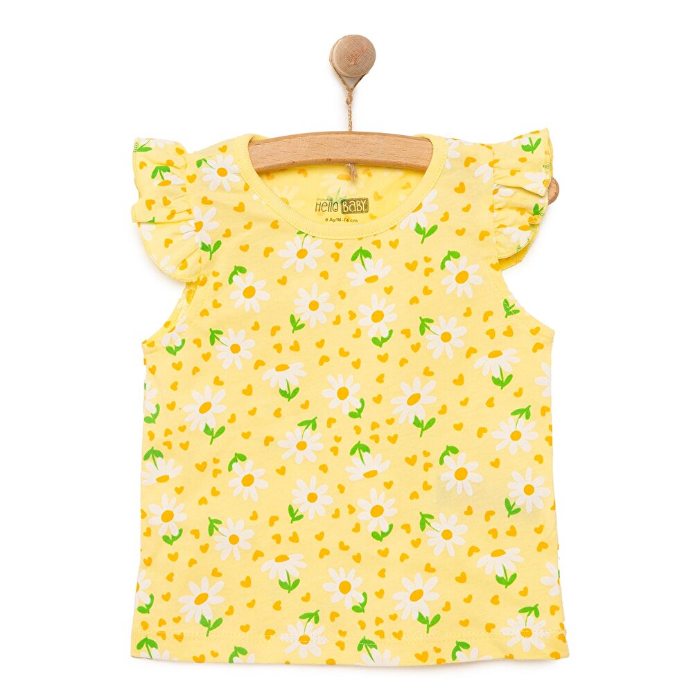 Basic Kız Papatya Desenli Atlet T-shirt Kız Bebek