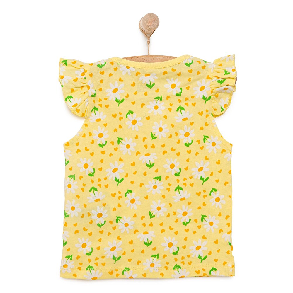 Basic Kız Papatya Desenli Atlet T-shirt Kız Bebek