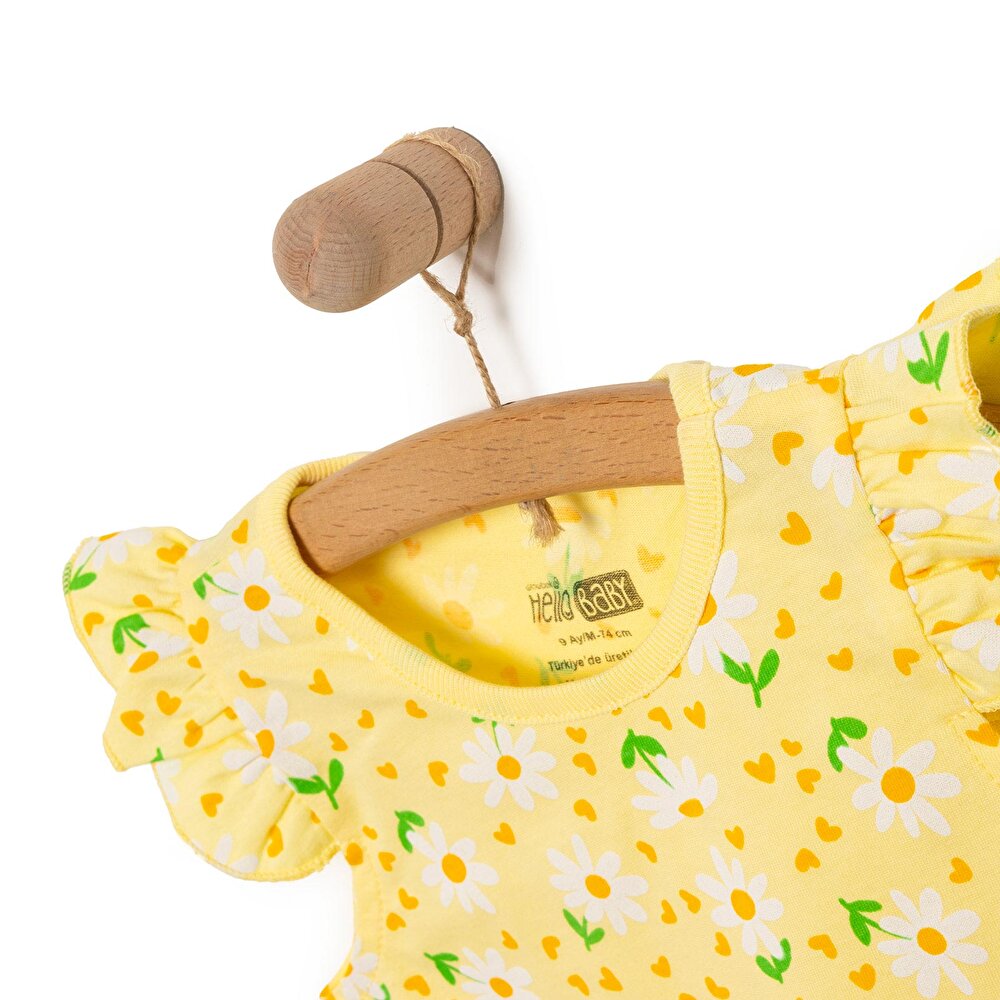 Basic Kız Papatya Desenli Atlet T-shirt Kız Bebek