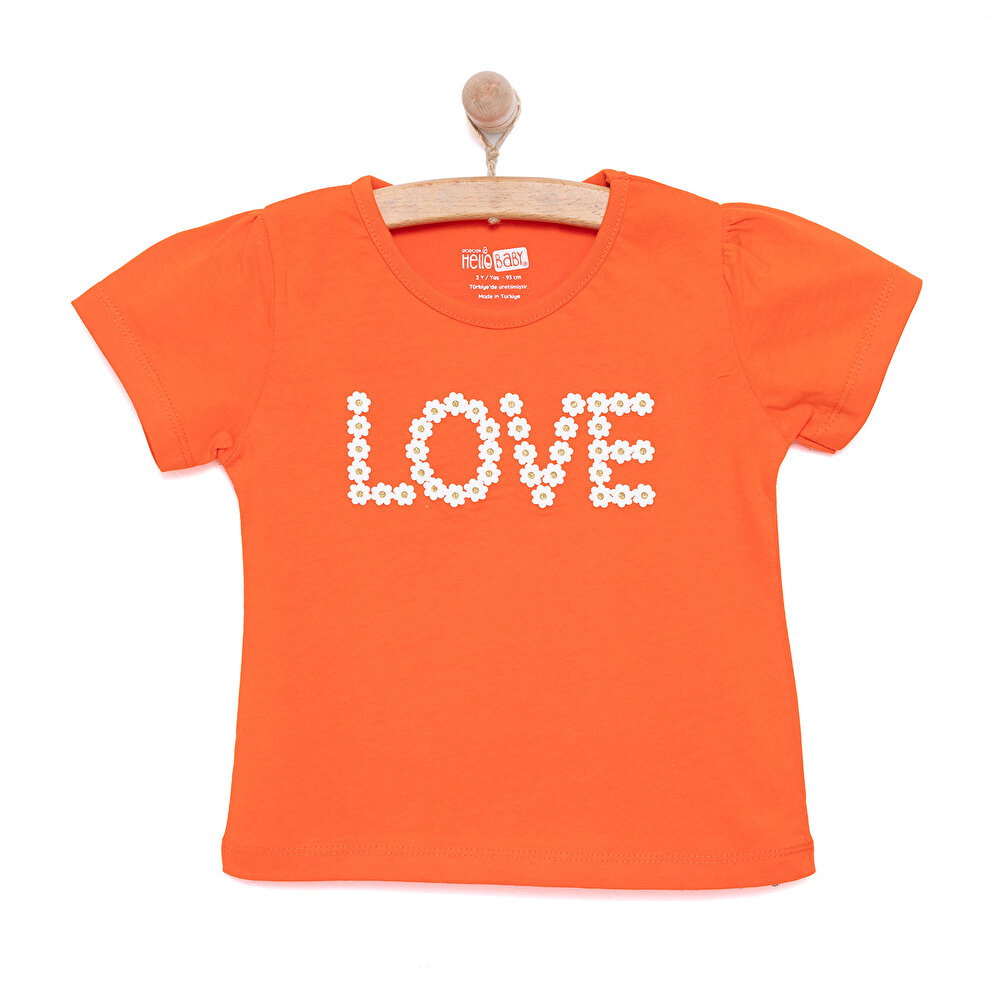 Basic Kız Papatya Yazı Baskılı T-Shirt Kız Bebek