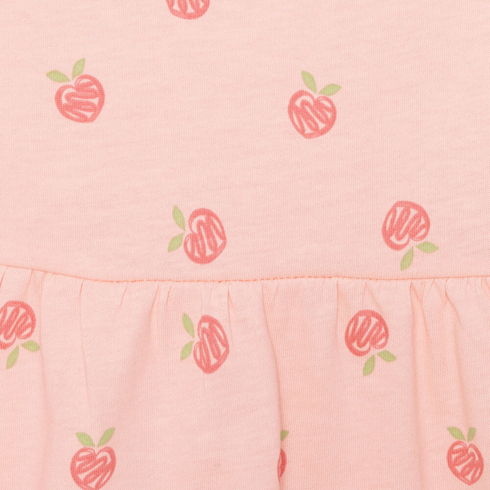 Basic Kız Şeftali Desenli Elbise Kız Bebek