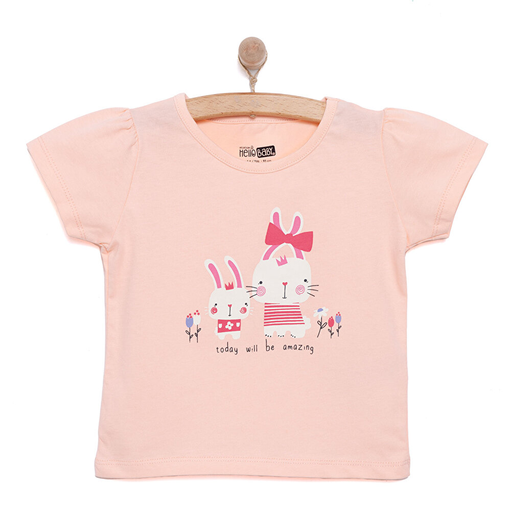 Basic Kız Tavşan Baskılı T-Shirt Kız Bebek
