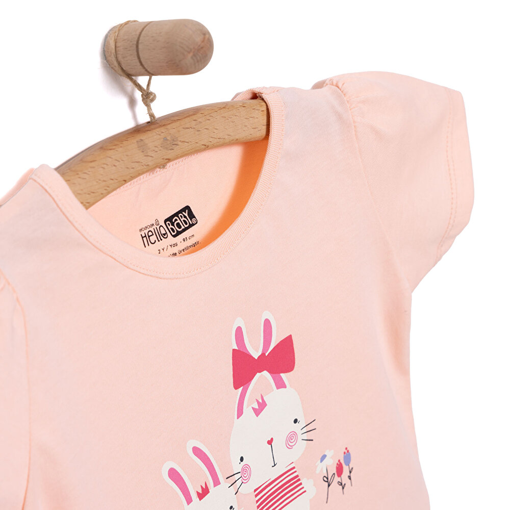 Basic Kız Tavşan Baskılı T-Shirt Kız Bebek