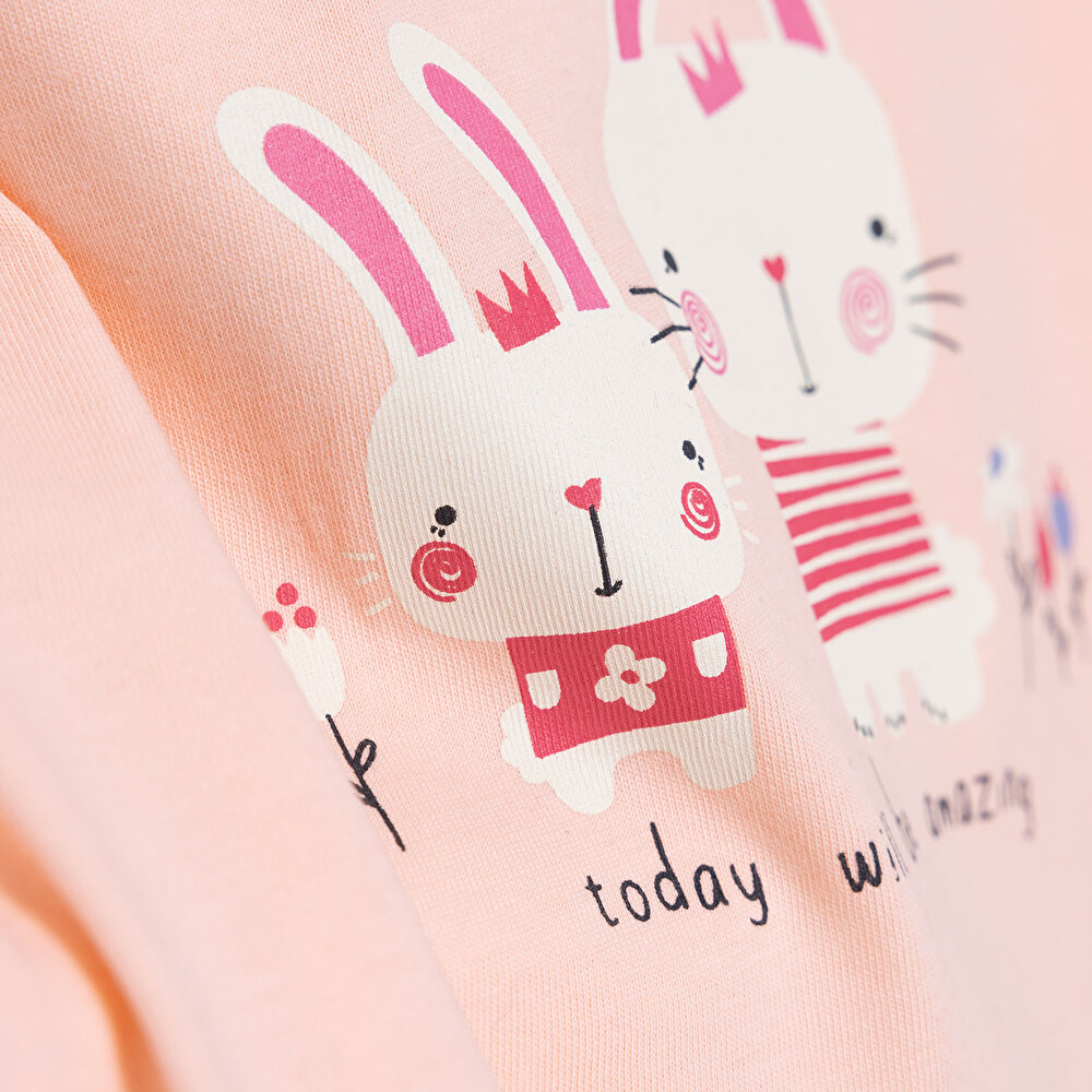 Basic Kız Tavşan Baskılı T-Shirt Kız Bebek