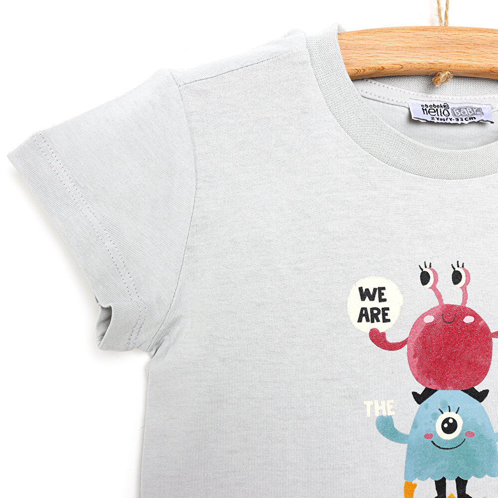Basic Küçük Canavar Baskılı Tshirt Erkek Bebek