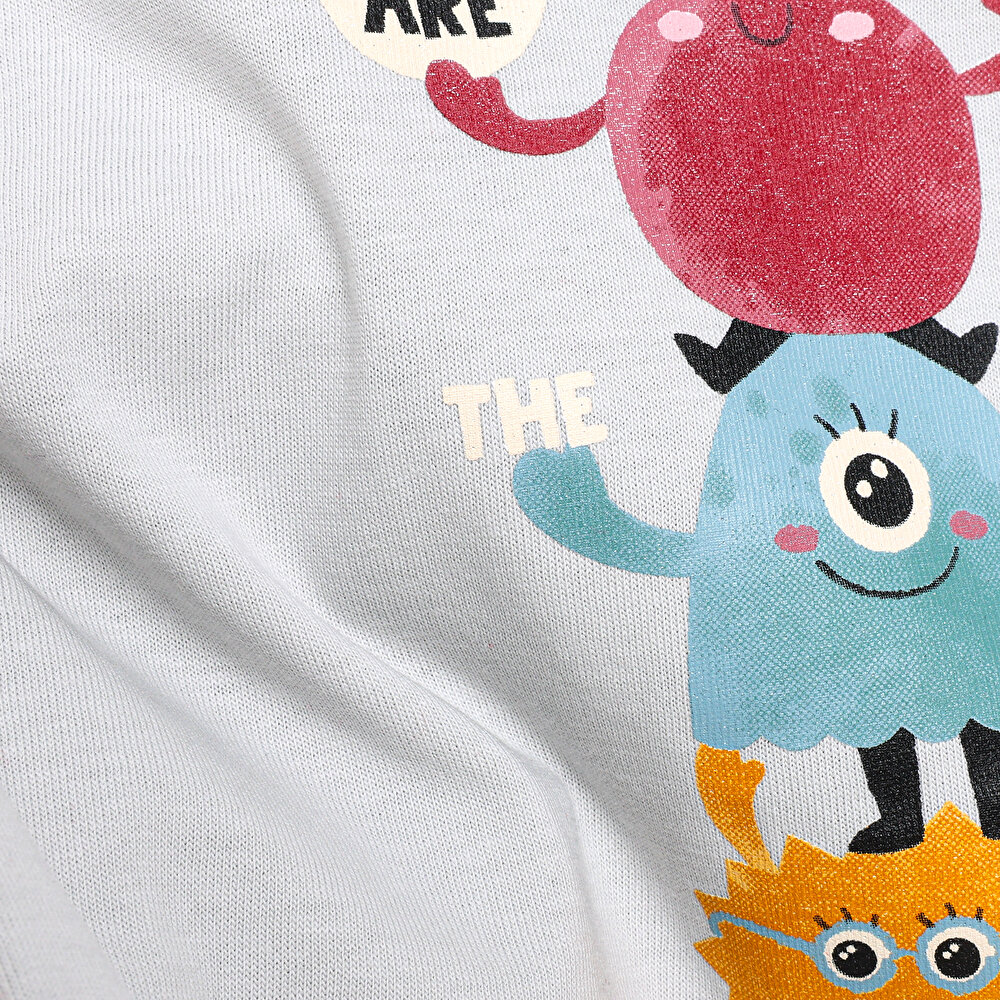 Basic Küçük Canavar Baskılı Tshirt Erkek Bebek