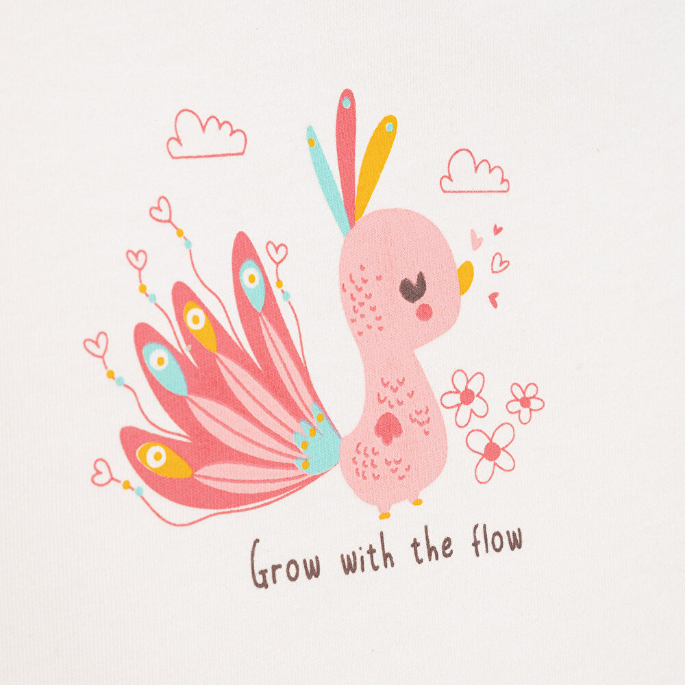 Basic Kuş Baskılı Atlet Tshirt Kız Bebek