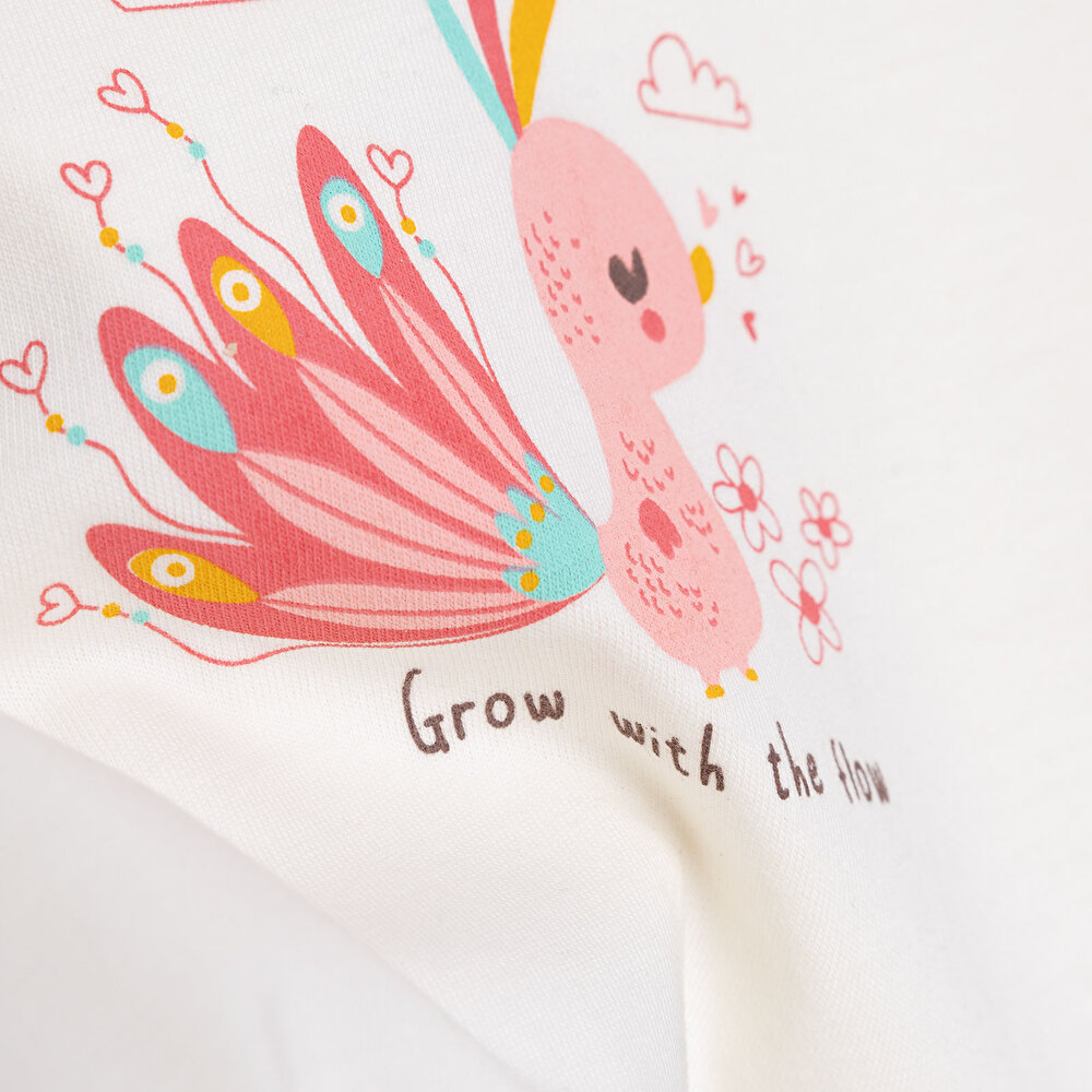 Basic Kuş Baskılı Atlet Tshirt Kız Bebek