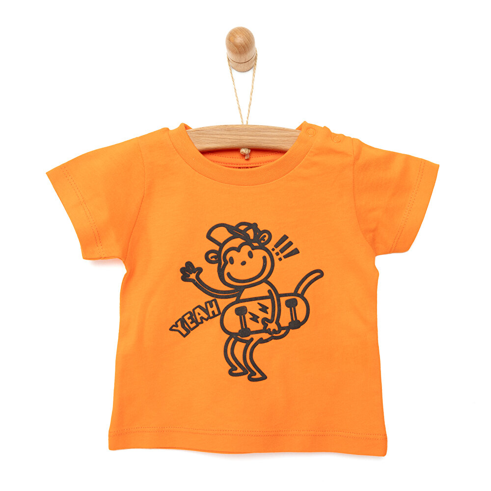 Basic Maymun Baskılı Tshirt Erkek Bebek
