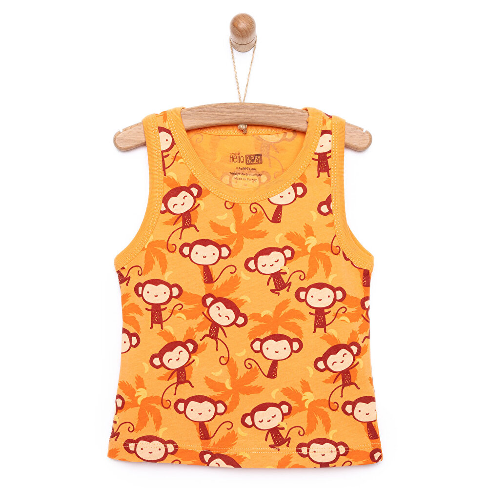 Basic Maymun Desenli Atlet Tshirt Erkek Bebek