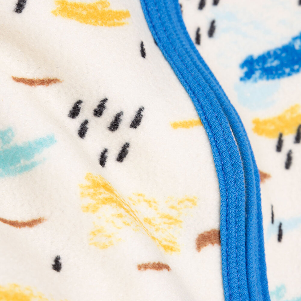 Erkek Bebek Polar Hırka Metraj Baskılı Fermuarlı Hakim Yaka Uzun Kol