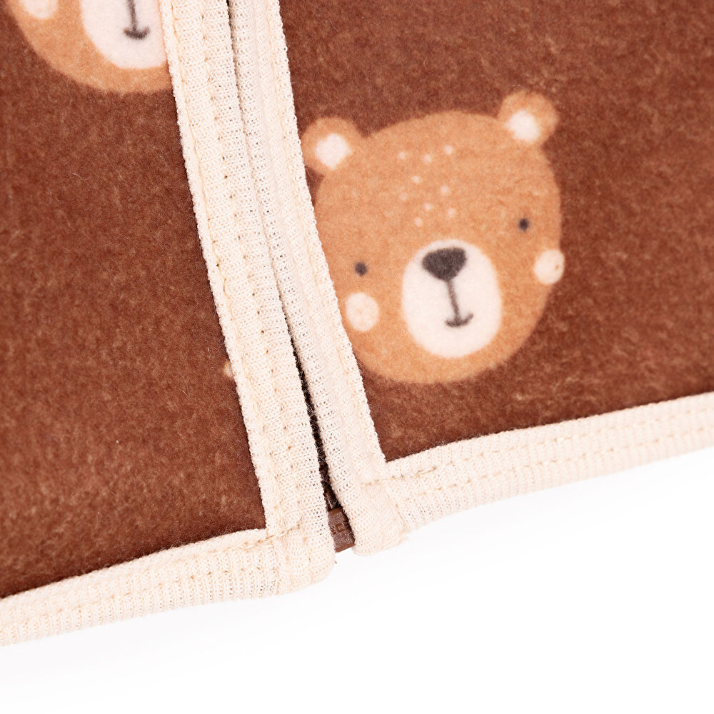 Erkek Bebek Polar Hırka Metraj Baskılı Fermuarlı Hakim Yaka Uzun Kol